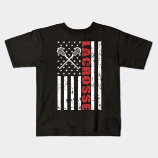 Lacrosse American Flag - US Sports Kids T-Shirt